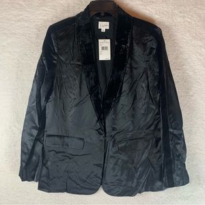 Cami NYC The Emmie Black‎ Blazer Silk Blend Velvet Trim Button Size L NWT 5919